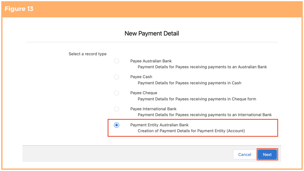 Screenshot from QRG Create Payment Details