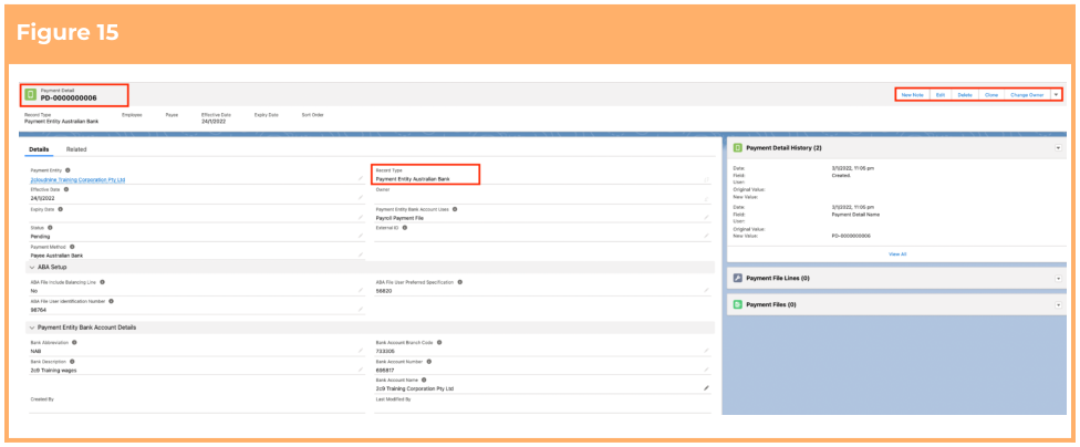 Screenshot from QRG Create Payment Details