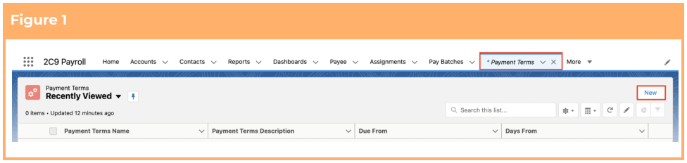 Screenshot from QRG Create Payment Terms