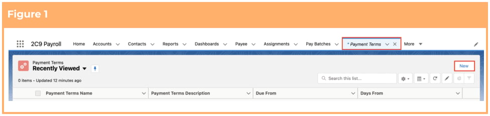 Screenshot from QRG Create Payment Terms