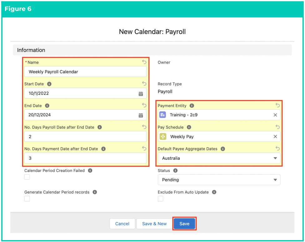 Screenshot from QRG Create Payroll Calendar & Calendar Periods