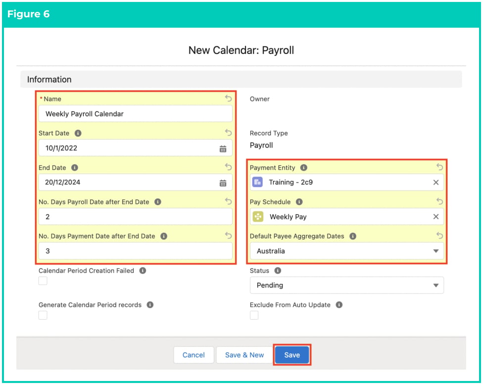 Screenshot from QRG Create Payroll Calendar & Calendar Periods