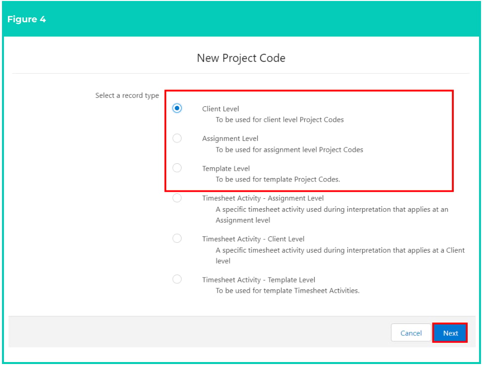 Screenshot from QRG Create Project Codes