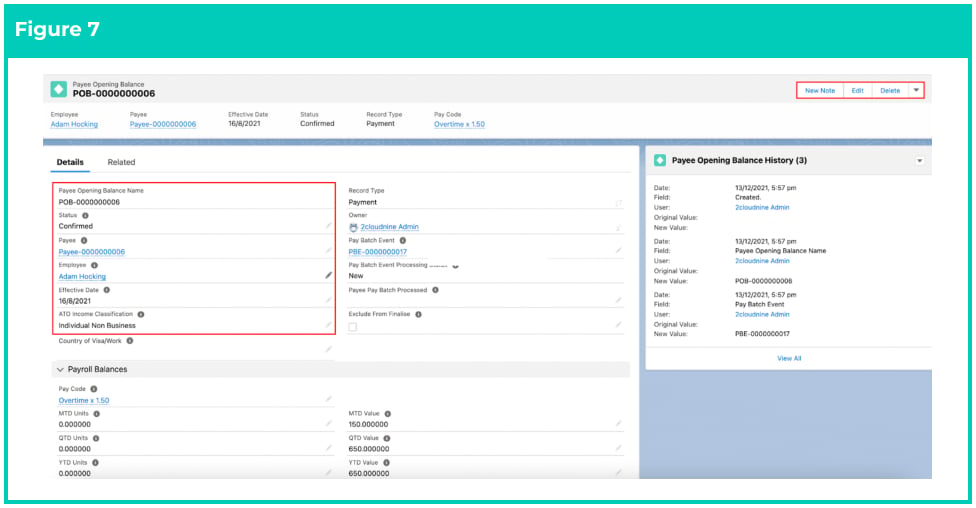 Screenshot from QRG Define Payee Opening Balances - Allowance, Payment, and Lump Sum