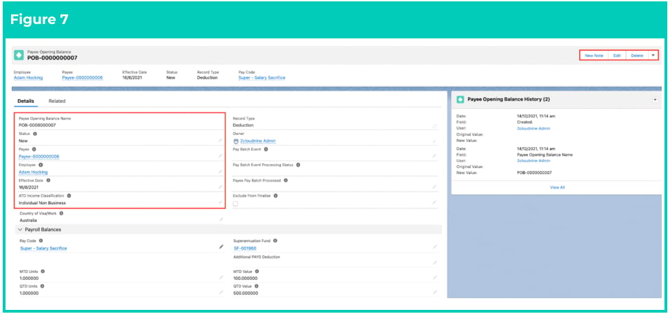 Screenshot from QRG Define Payee Opening Balances - Deduction, ETP, Expense, and FBT