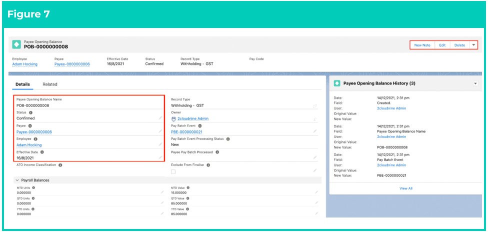 Screenshot from QRG Define Payee Opening Balances - GST Withholding
