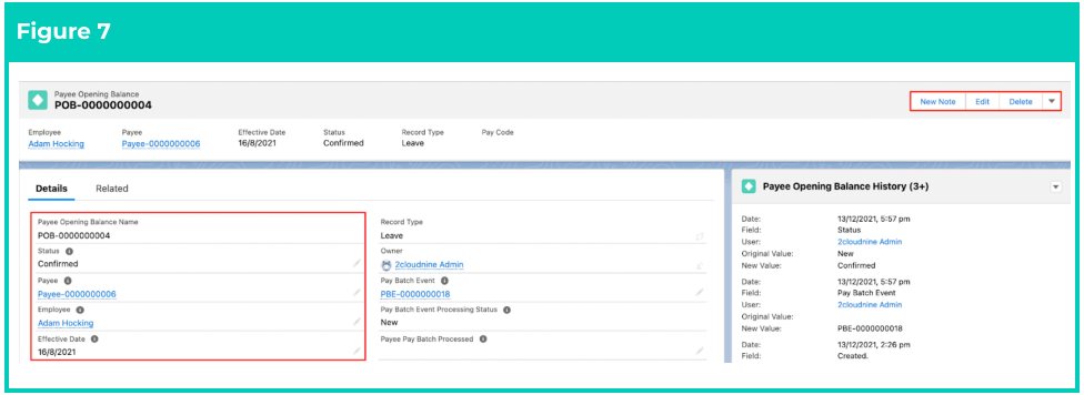 Screenshot from QRG Define Payee Opening Balances - Leave