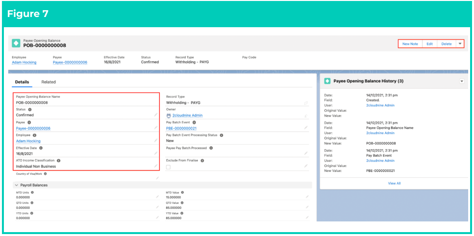 Screenshot from QRG Define Payee Opening Balances - PAYG, STSL, and ETP PAYG Withholding