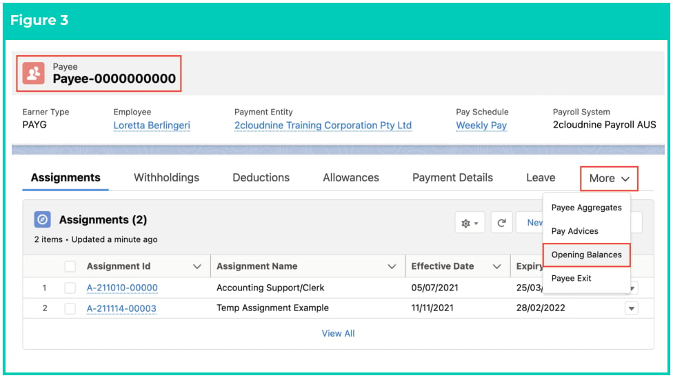 Screenshot from QRG Define Payee Opening Balances - Withholding Superannuation