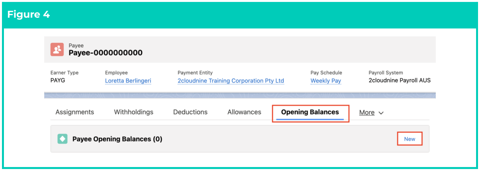 Screenshot from QRG Define Payee Opening Balances - Withholding Superannuation