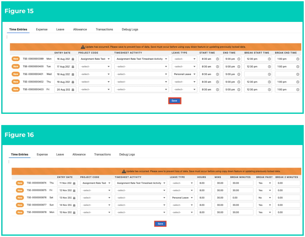 Screenshot from QRG Enter Timesheets as Payroll User