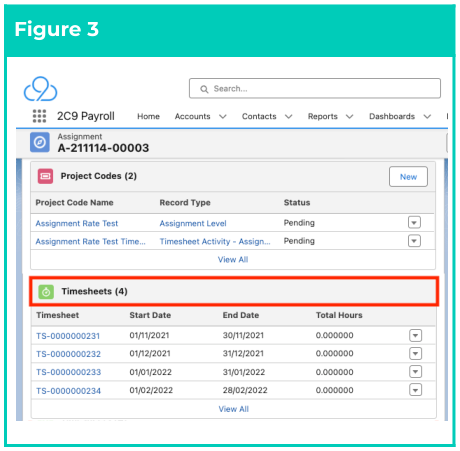 Figure 3: screenshot for QRG Timesheet Processing - Enter Timesheets as Payroll User
