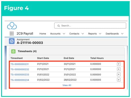 Figure 4: screenshot for QRG Timesheet Processing - Enter Timesheets as Payroll User