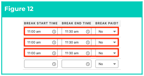 Figure 12: screenshot for QRG Timesheet Processing - Enter Timesheets as Payroll User