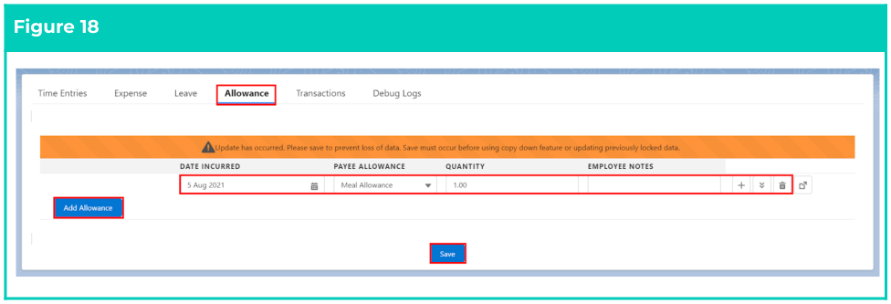 Figure 18: screenshot for QRG Timesheet Processing - Enter Timesheets as Payroll User
