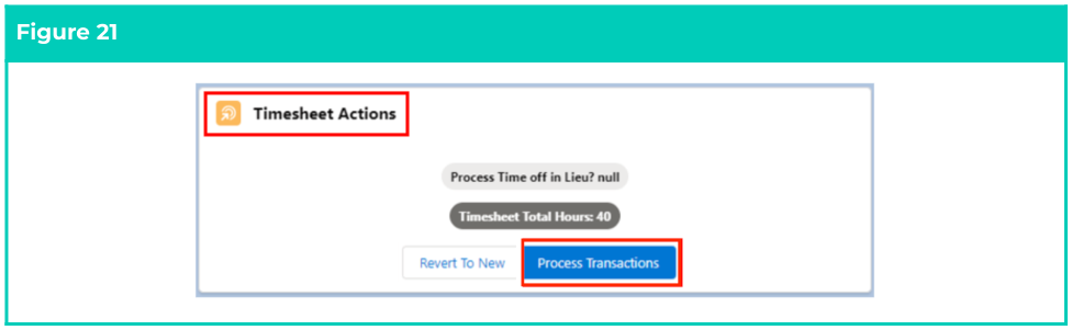 Figure 21: screenshot for QRG Timesheet Processing - Enter Timesheets as Payroll User