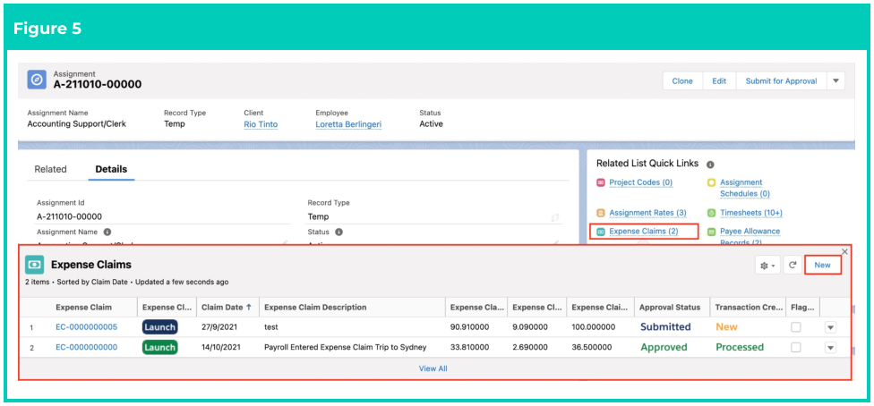 Screenshot from QRG Create an Expense Claim as a Payroll User