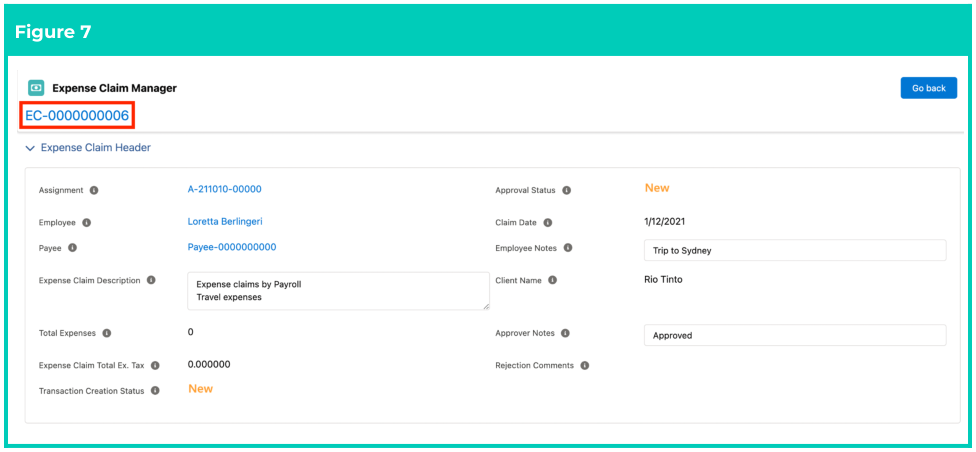 Screenshot from QRG Create an Expense Claim as a Payroll User