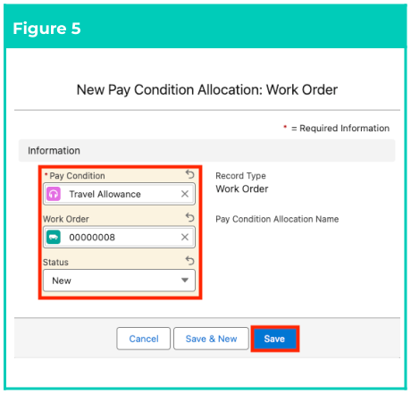 Figure 5: screenshot for QRG Field Service Extension - Create Pay Condition Allocations