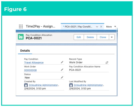 Figure 6: screenshot for QRG Field Service Extension - Create Pay Condition Allocations