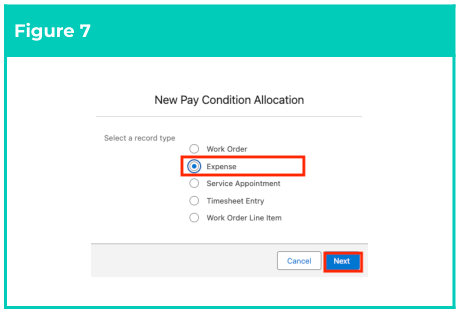 Figure 7: screenshot for QRG Field Service Extension - Create Pay Condition Allocations