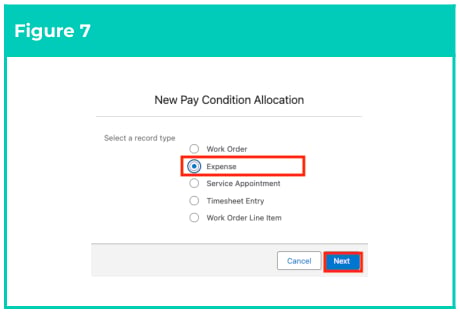 Figure 7: screenshot for QRG Field Service Extension - Create Pay Condition Allocations