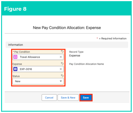 Figure 8: screenshot for QRG Field Service Extension - Create Pay Condition Allocations