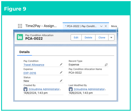 Figure 9: screenshot for QRG Field Service Extension - Create Pay Condition Allocations