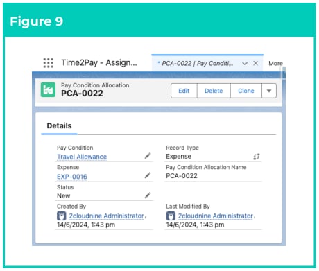 Figure 9: screenshot for QRG Field Service Extension - Create Pay Condition Allocations