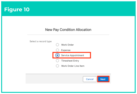 Figure 10: screenshot for QRG Field Service Extension - Create Pay Condition Allocations