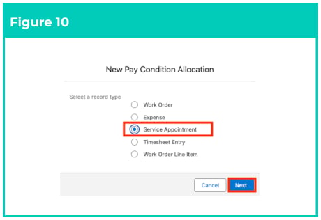 Figure 10: screenshot for QRG Field Service Extension - Create Pay Condition Allocations