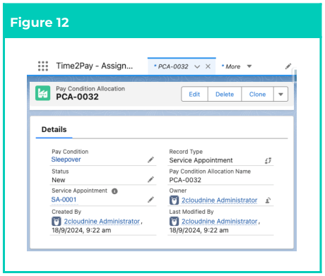 Figure 12: screenshot for QRG Field Service Extension - Create Pay Condition Allocations