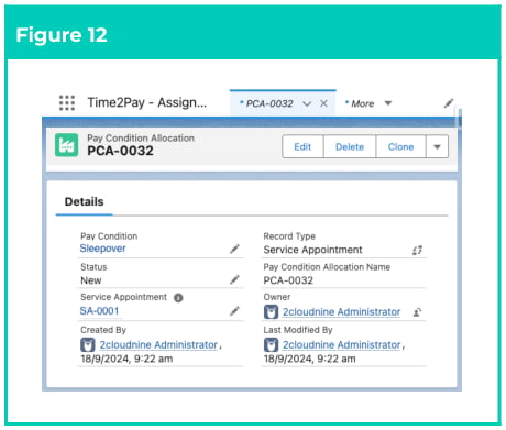 Figure 12: screenshot for QRG Field Service Extension - Create Pay Condition Allocations