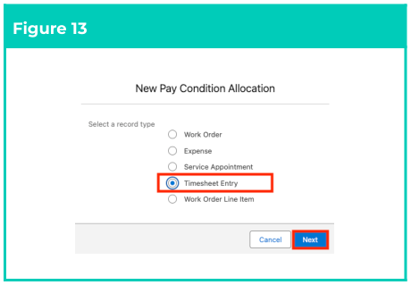 Figure 13: screenshot for QRG Field Service Extension - Create Pay Condition Allocations