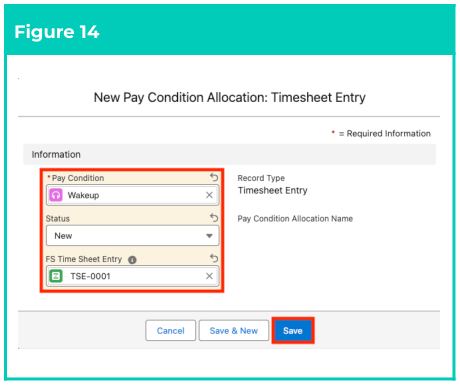 Figure 14: screenshot for QRG Field Service Extension - Create Pay Condition Allocations