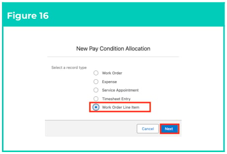 Figure 16: screenshot for QRG Field Service Extension - Create Pay Condition Allocations