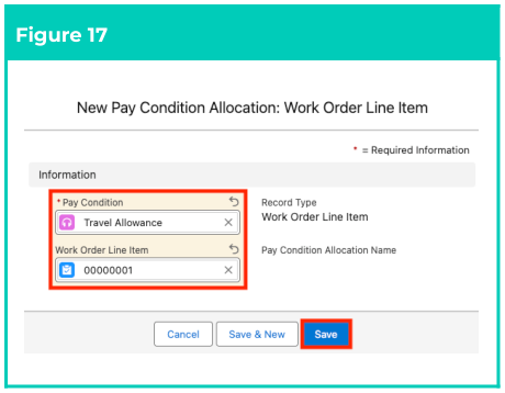 Figure 17: screenshot for QRG Field Service Extension - Create Pay Condition Allocations
