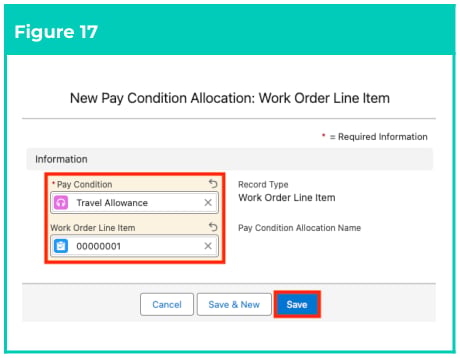 Figure 17: screenshot for QRG Field Service Extension - Create Pay Condition Allocations