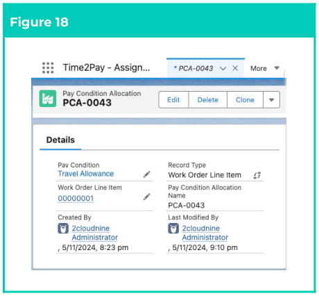 Figure 18: screenshot for QRG Field Service Extension - Create Pay Condition Allocations