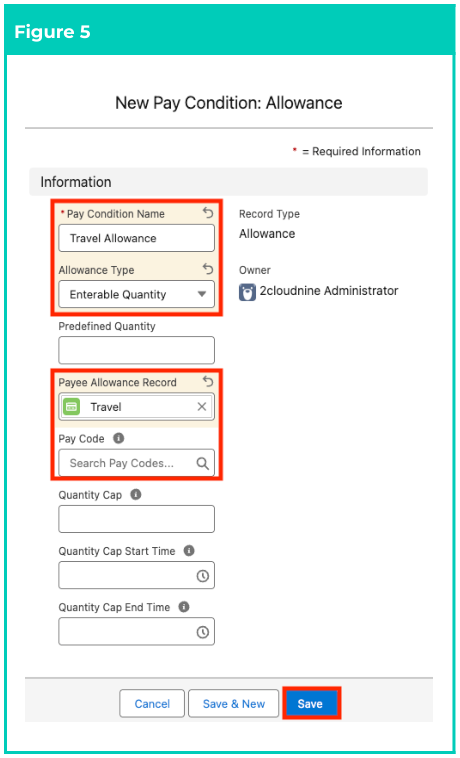 Figure 5: screenshot for QRG Field Service Extension - Create Pay Conditions