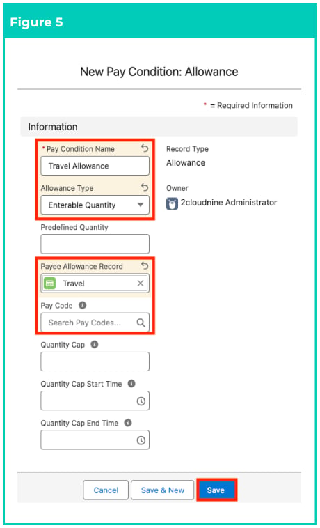 Figure 5: screenshot for QRG Field Service Extension - Create Pay Conditions