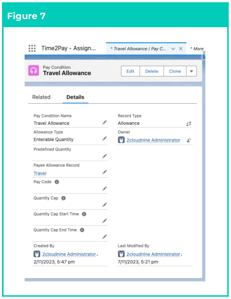 Figure 7: screenshot for QRG Field Service Extension - Create Pay Conditions