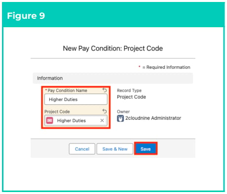 Figure 9: screenshot for QRG Field Service Extension - Create Pay Conditions