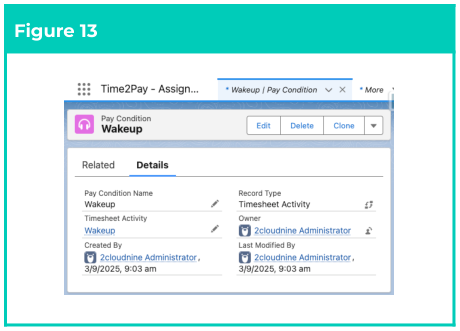Figure 13: screenshot for QRG Field Service Extension - Create Pay Conditions