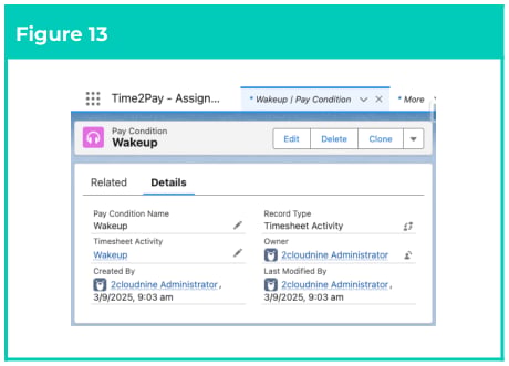 Figure 13: screenshot for QRG Field Service Extension - Create Pay Conditions