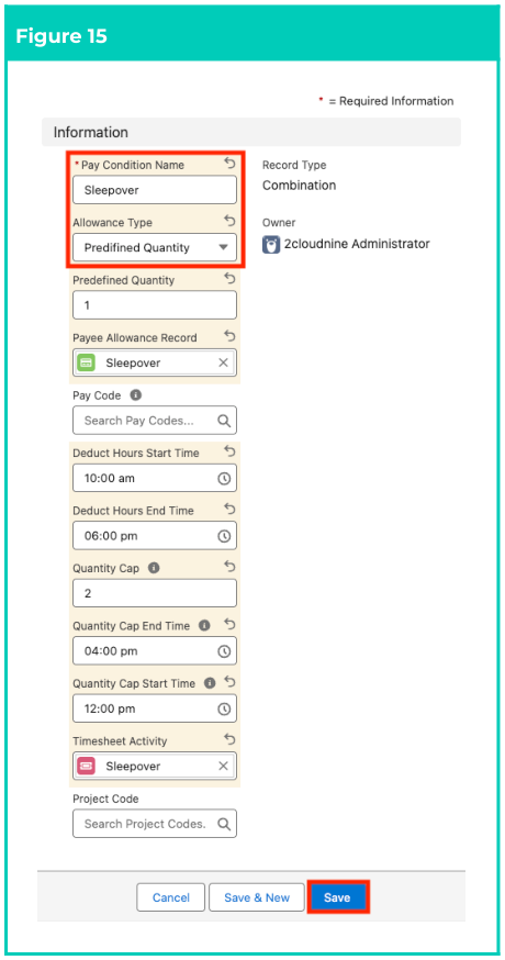 Figure 15: screenshot for QRG Field Service Extension - Create Pay Conditions