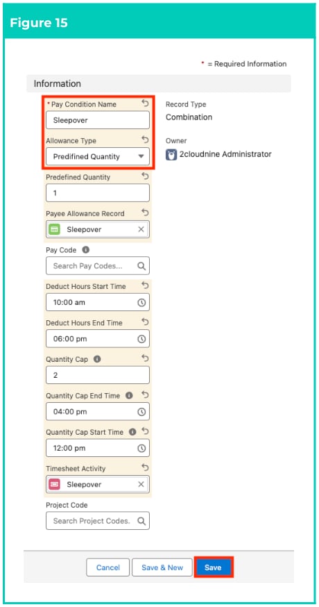 Figure 15: screenshot for QRG Field Service Extension - Create Pay Conditions