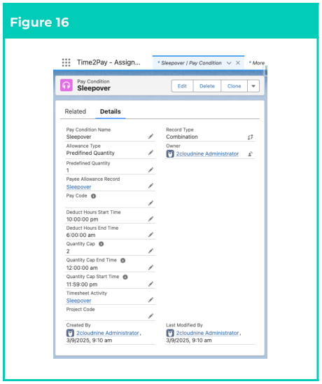 Figure 16: screenshot for QRG Field Service Extension - Create Pay Conditions
