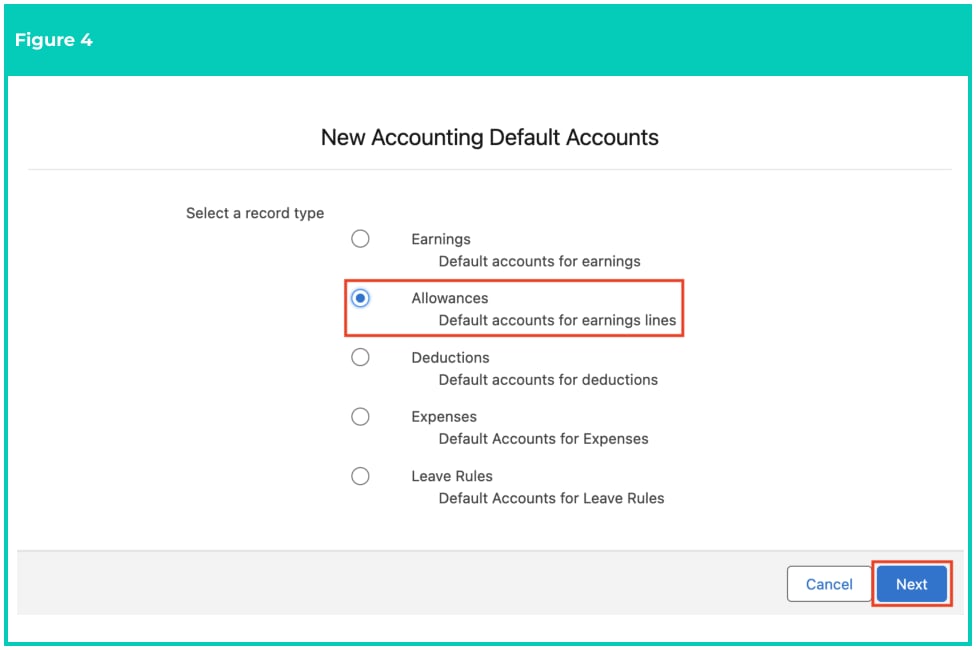Screenshot from QRG Accounting Default Accounts - Allowances and Expenses