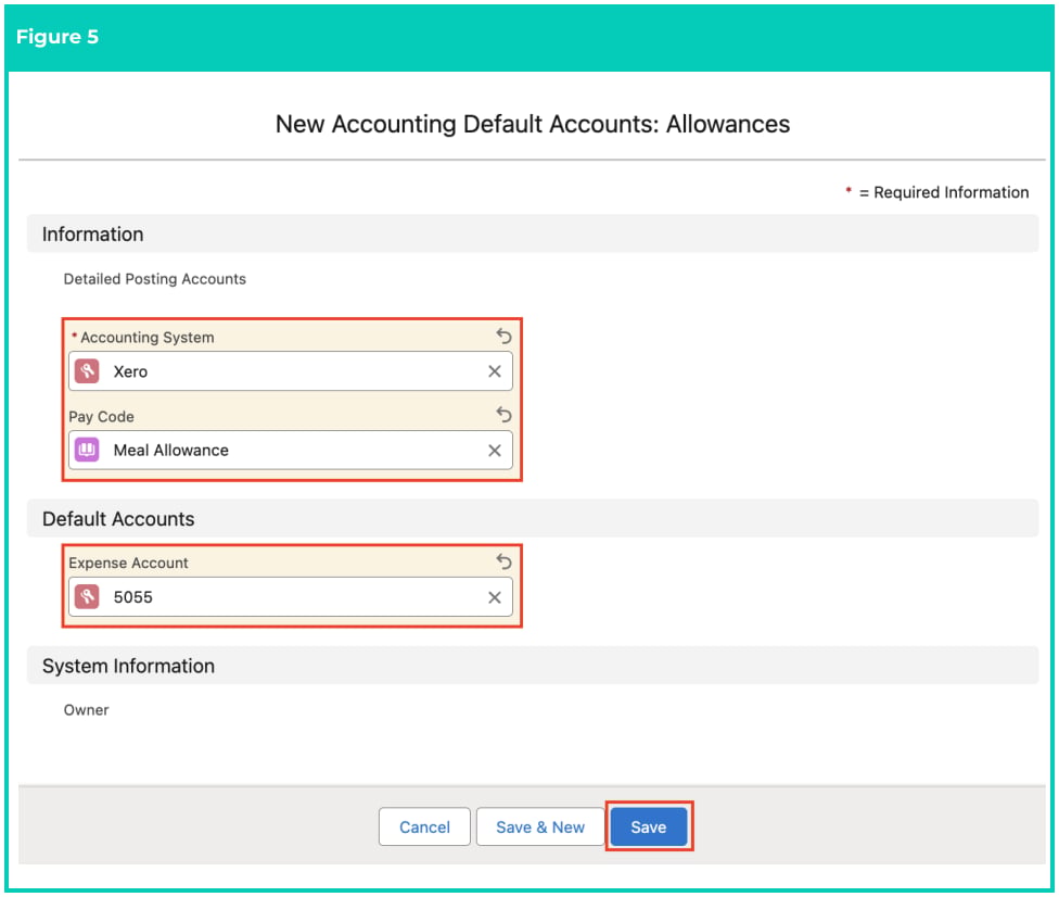 Screenshot from QRG Accounting Default Accounts - Allowances and Expenses